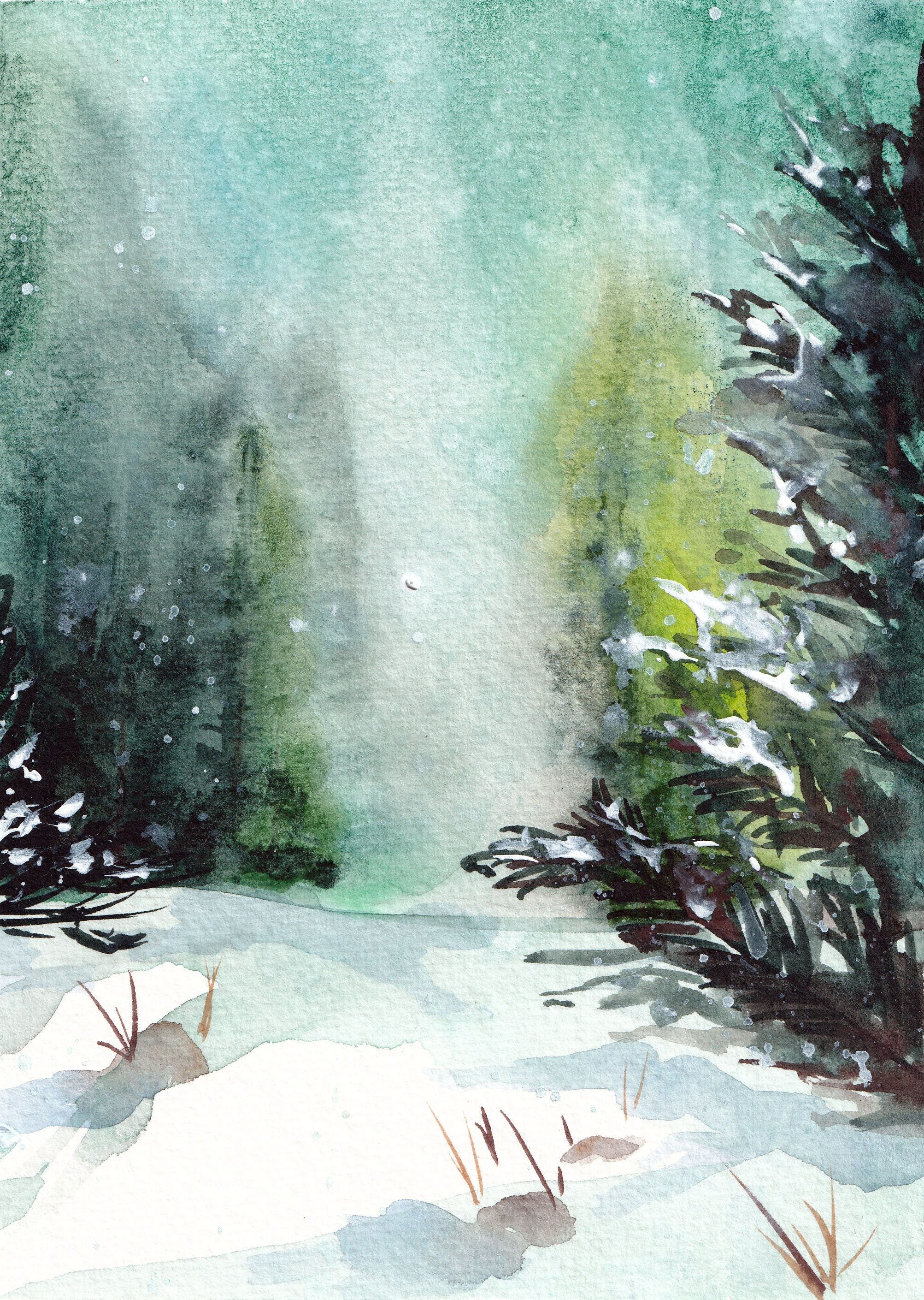 Snowy Landscape, Nature Wall art, Medjool Studio Painting.