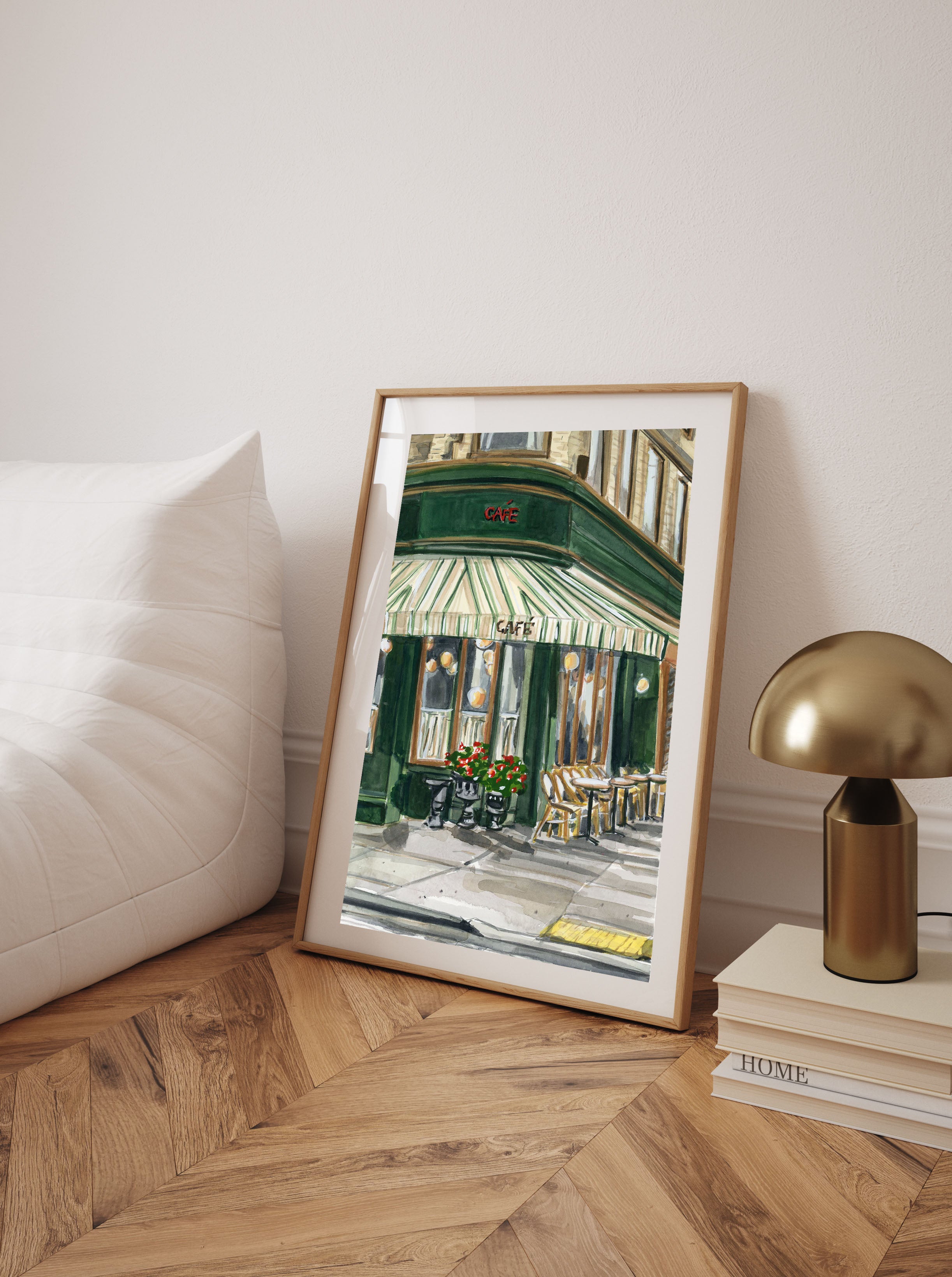 Paris Cafe Watercolour Painting. Office, Bedroom or Kitchen Wall Art and Home Decor.