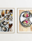 Black oyster watercolor print of painting by Medjool Studio. Print of original gouache painting that captures the delicate intricacies of an oyster shell in a mesmerizing watercolor style.