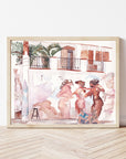 Rio De Janeiro Streetscape - Painted Ladies print of painting by Medjool Studio. Print of original gouache painting of a Brazilian streetscape. Inspired by beautiful murals in Rio de Janeiro.