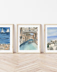 Saint Tropez print of painting by Medjool Studio. Print of a watercolor painting of the the French Rivera town, Saint Trope. This French seaside village has beautiful terracotta and yellow colours.